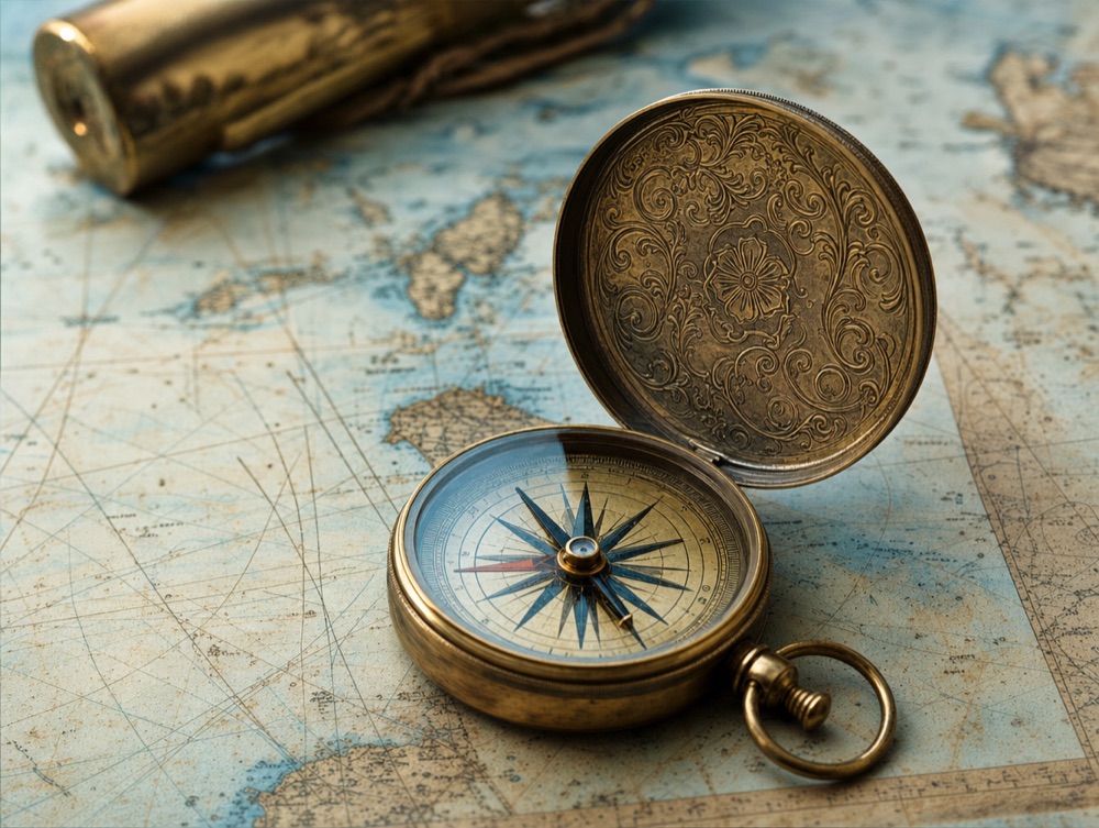 Antique brass compass estate find